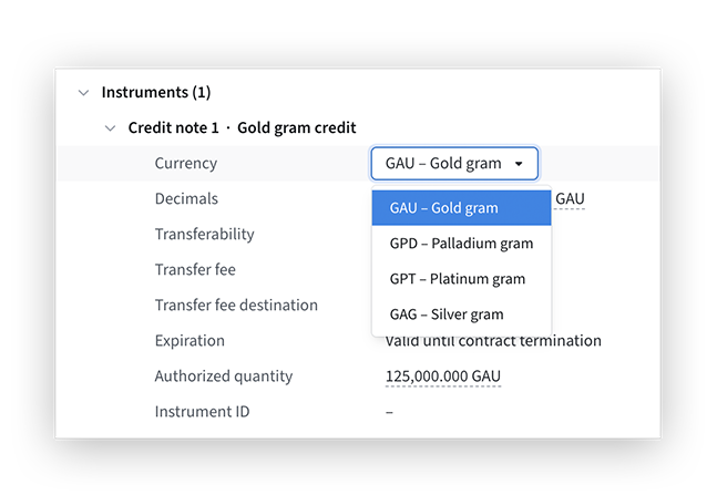 Metals in grams